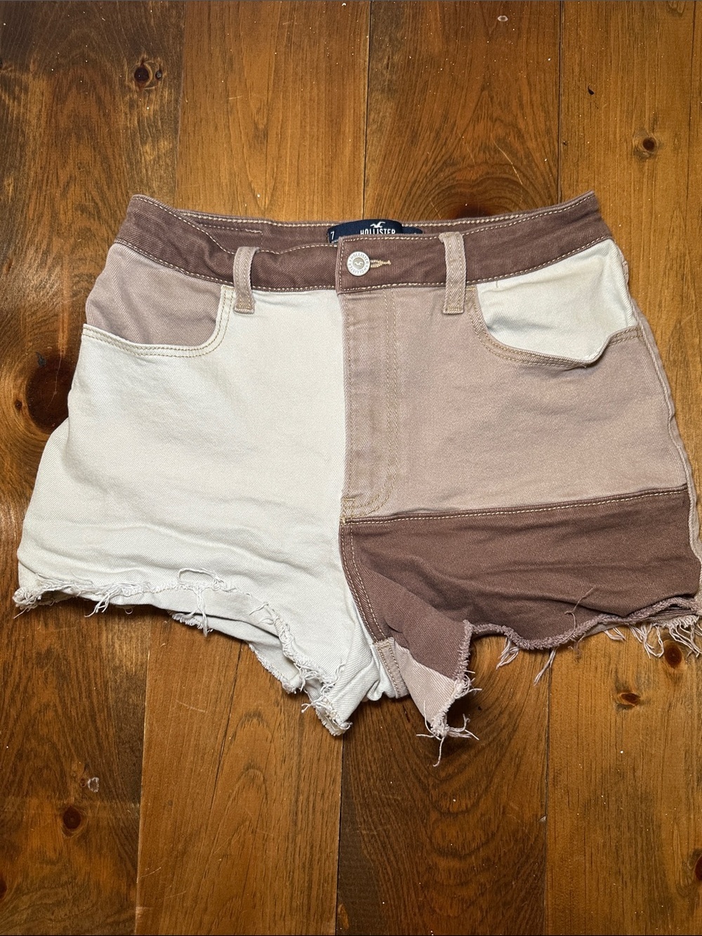 Hollister Brown Color Block Ultra High Rise Vintage Relaxed Mom Short